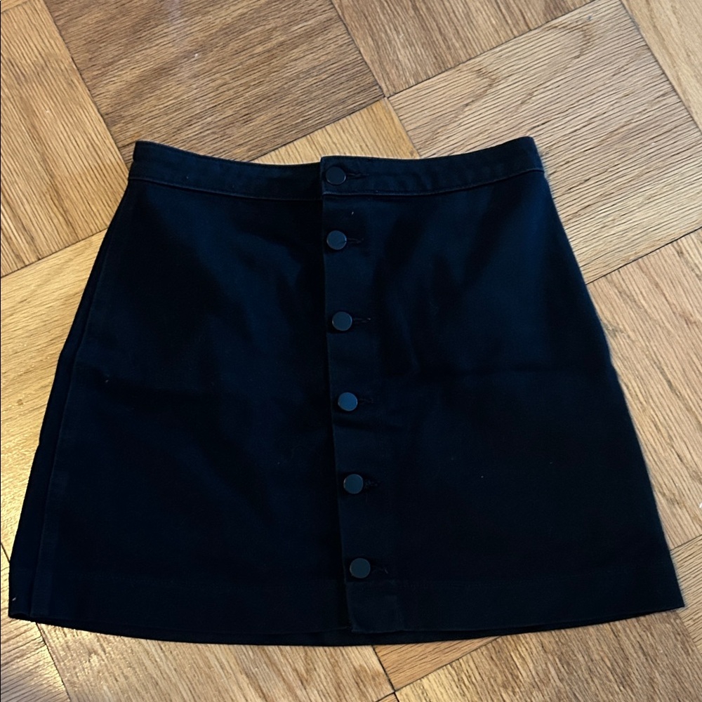 American Apparel Black Button-Down Denim Mini Skirt